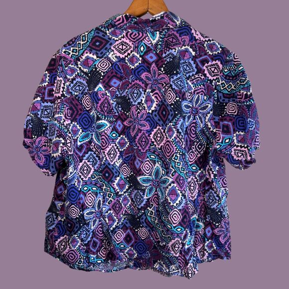 Vintage 90s Erika Geometric Print Button Down Shirt - Picture 5 of 8